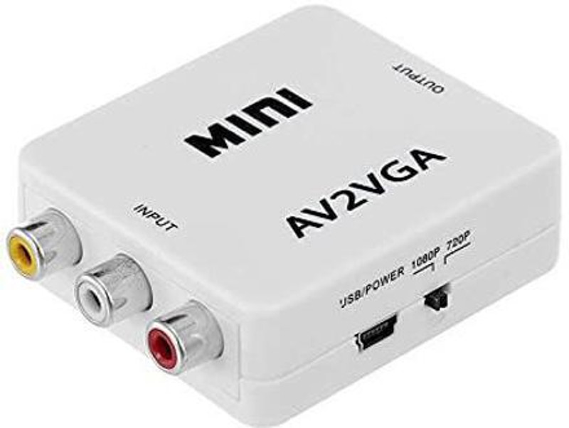 Tobo Mini AV2VGA Video Convertor Box AV RCA to VGA Video Converter TD-657VC Media Streaming Device(White)
