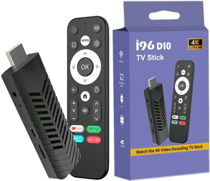 SHAILRON Smart Tv Stick Android Streaming I96 Tv Box Game Stick Smart Android Tv Stick 4k Media Streaming Device(Black)