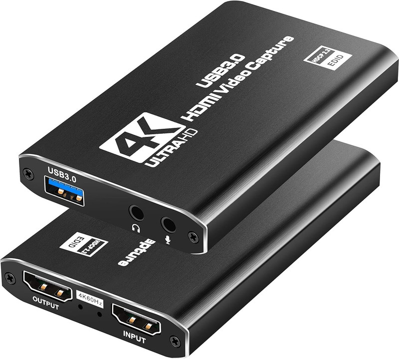 microware USB 3.0 to HDMI Game Capture Card, Record via DSLR Camcorder Action Media Streaming Device(Black)