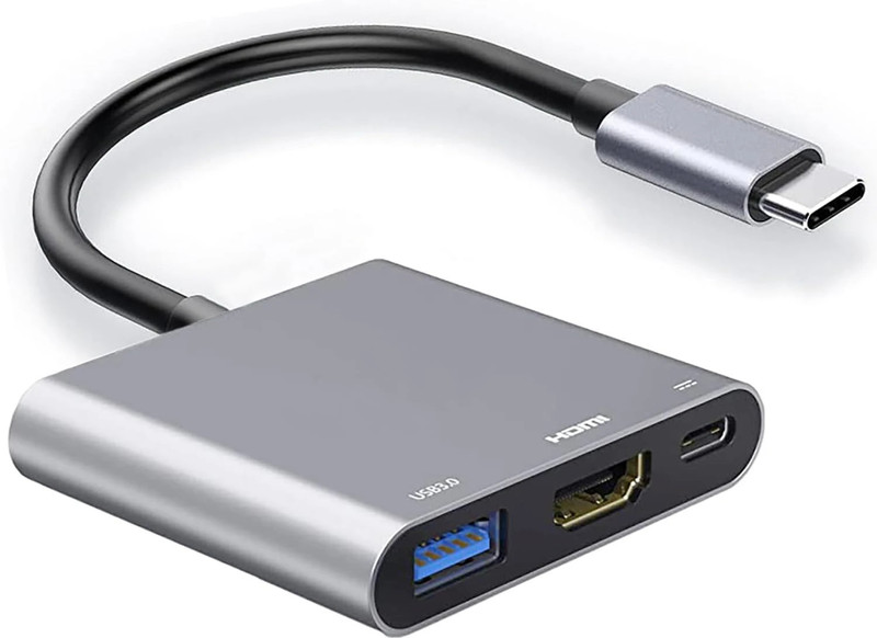 Solomon 3 in 1 Type C USB Hub/Type C Hub /USB C to HDMI Adapter, HD 4K HDMI Media Streaming Device(Grey)