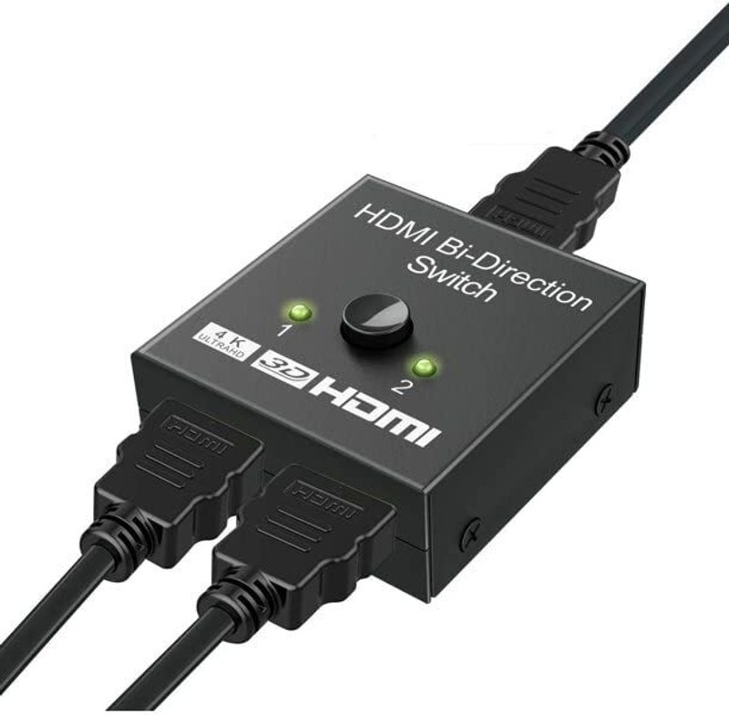 HITRIME HDMI Switch 2 in 1 Out 4K 60hz HDMI Switcher 2 Port, Bi-Directional Media Streaming Device(Black)