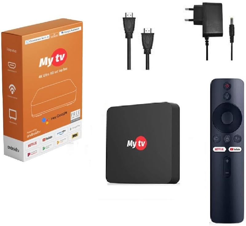 SHAILRON My TV 4K Ultra HD Android Smart TV Box WITH Voice Remote Control Media Streaming Device(Black)