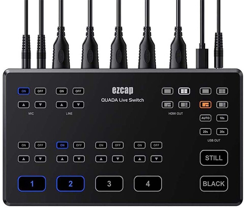 microware Ezcap328 Quada 4 Port HDMI Multi Camera Live Switch Video Capture Card Media Streaming Device(Black)