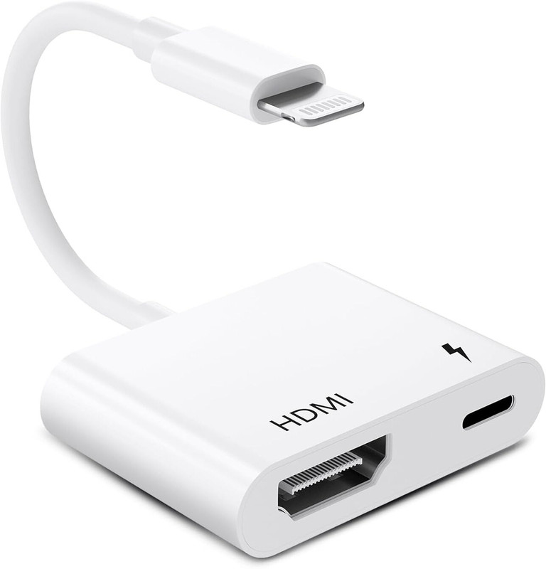 microware Lightning to HDMI Adapter 1080P,for iPhone, iPad Models and TV Monitor Projector Media Streaming Device(White)