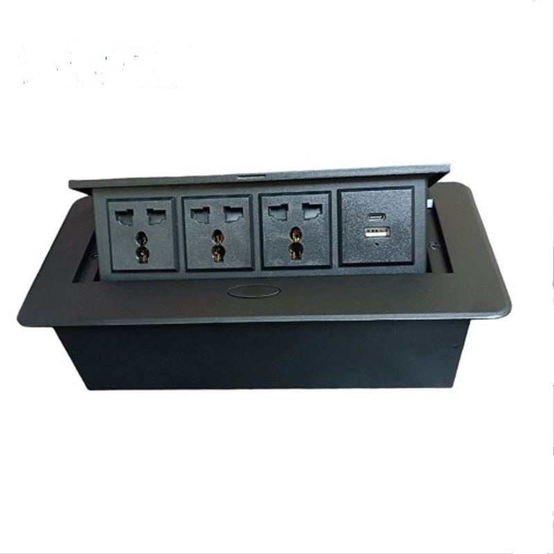 techut Pop up box cable cubby with 2 power socket & 6 cable hole Media Streaming Device(Black)