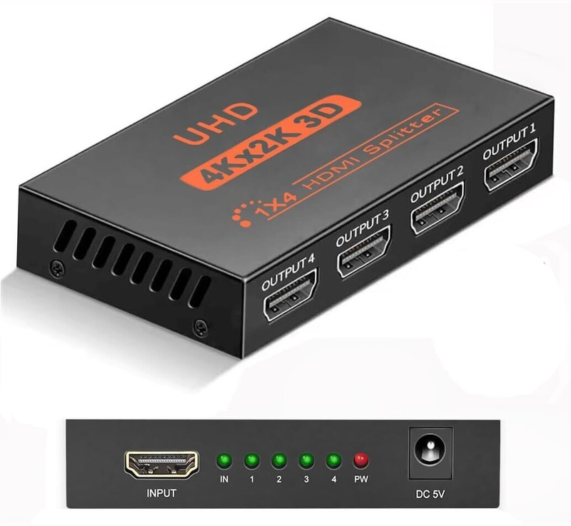OG X NEXA WITH DEVICE HDMI Splitter Full HD 1080P with Deep Color & HD Audio | UHD 3D 4K x 2K | 1 x 4 Media Streaming Device(Black)
