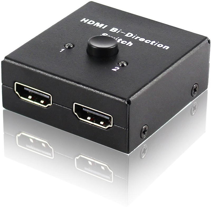ULTRABYTES 2 Port HDMI Switch Bi-Directional Manual Switcher 2x1 1x2 AB Switch Hub Media Streaming Device(Black)