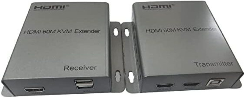 HANUTECH HDMI Extender with USB KVM up to 60m via CAT5e/6 Full HD 1080p 1 Ports 10 Mbps Unmanaged Network Switch(Black)