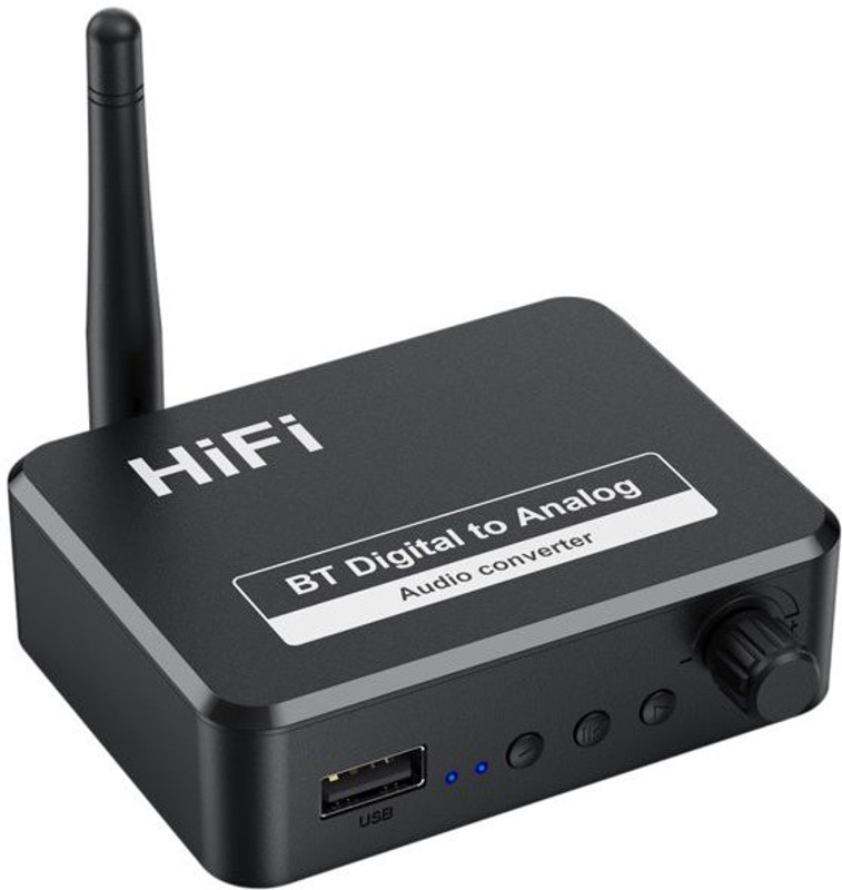 Tobo DAC Bluetooth 5.1 Receiver Digital Optical Fiber Analog Audio Converter TD-843WA Media Streaming Device(Black)