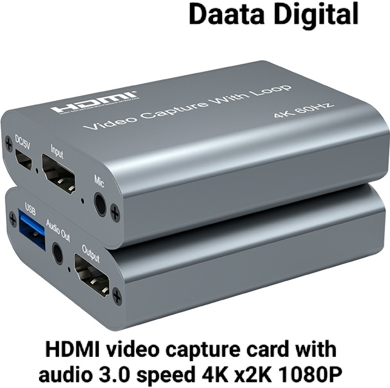 DAATA HDMI Video Capture With Audio & Loop 4K for Laptop PC TV DSLR Camera Media Streaming Device(Black)