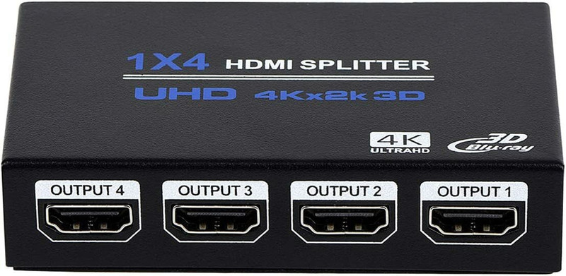 Tobo 1X4 UHD 4Kx2k Out HDMI Splitter Audio Video Distributor Box TD-910H Media Streaming Device(Black)