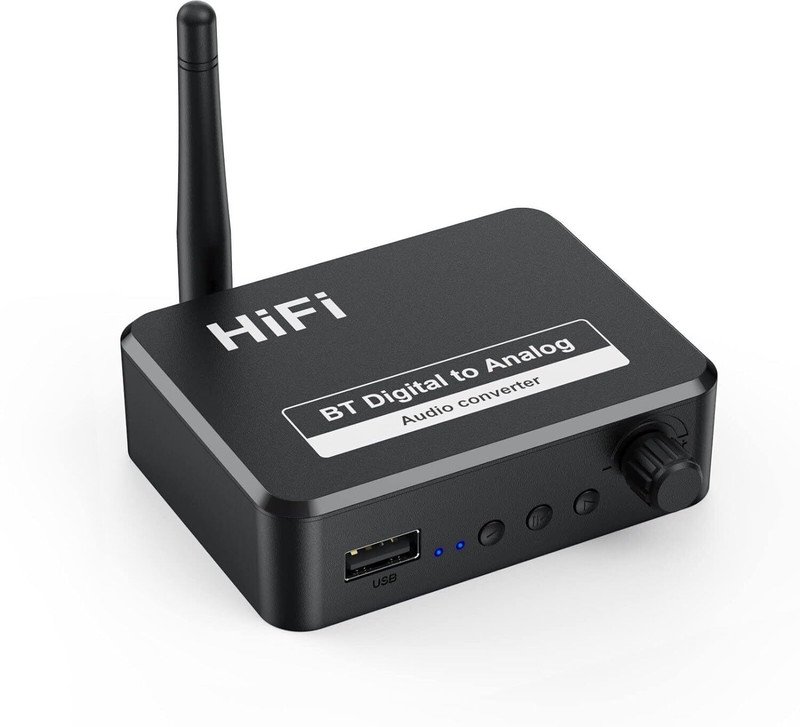 atdaraz 192kHz Digital to Analog Audio Converter Bluetooth 5.3 Receiver RCA L/R Media Streaming Device(Black)