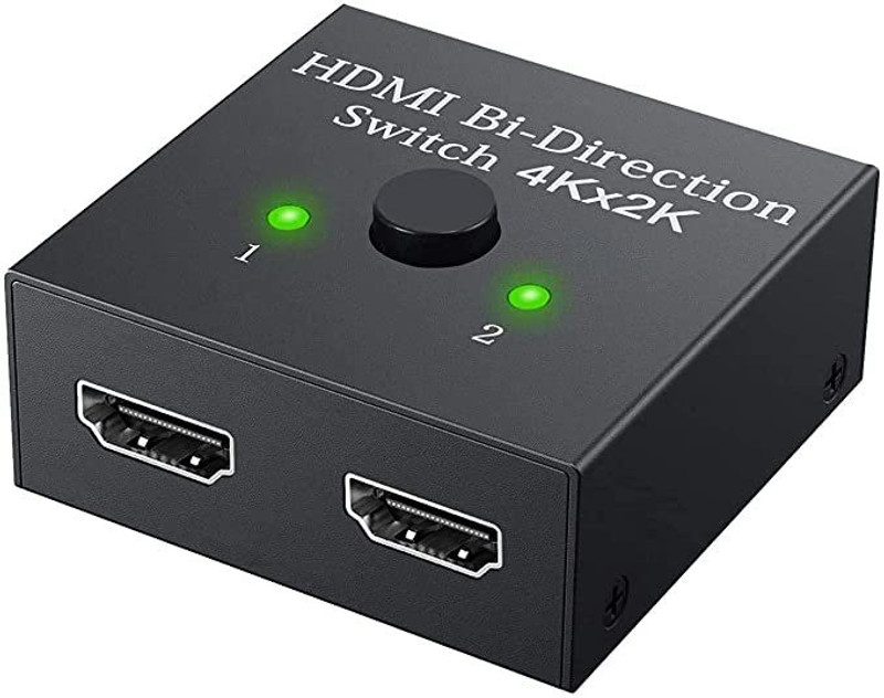 ULTRABYTES HDMI Switch Splitter, 2 Port Bi-Directional Manual HDMI Switch 2 in 1 Out Media Streaming Device(Black)