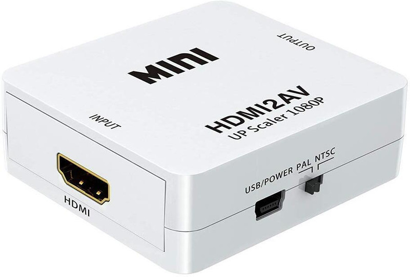 1Goal Mini Hdmi 2 AV (HDMI to AV RCA/UP Scaler 1080P HD Video Converter) Media Streaming Device(White)