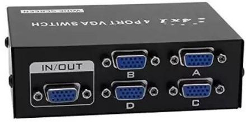 ULTRABYTES 4 Port Vga Switch - Splitter Connect 4 Monitors To 1 Cpu Media Streaming Device(Black)