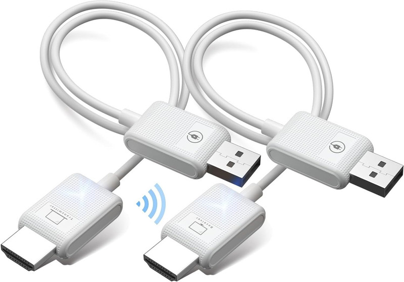microware Wireless HDMI Transmiter and Receiver Support 2.4/5GHz for Streaming Video/Audio Media Streaming Device(White)
