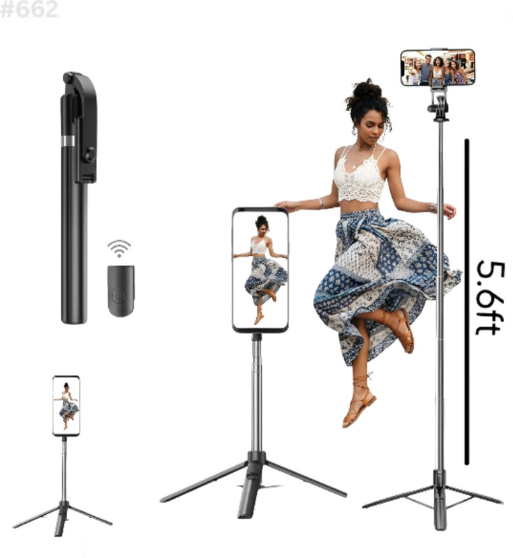 HouseOfCommon Media Selfie Stick 170cm Stable Tripod & Bluetooth Remote Control_DM Bluetooth Selfie Stick(Black, Remote Included)
