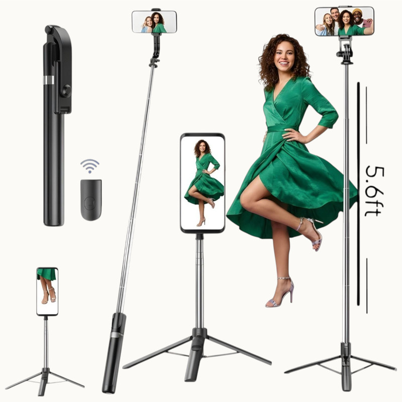 AIZINA Monument Selfie Stick Long Tripod Bluetooth Remote for Heritage Sites_ZR Bluetooth Selfie Stick(Black, Remote Included)