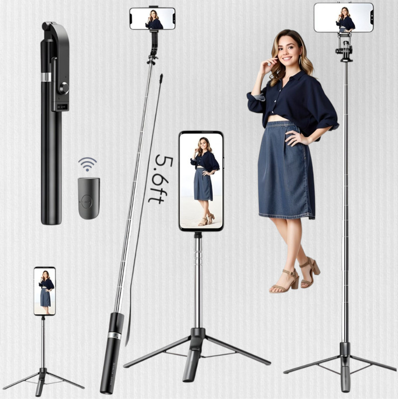 HouseOfCommon 170cm Private Selfie Stick Stable Tripod Detachable Remote for Self_TY Bluetooth Selfie Stick(Black, Remote Included)