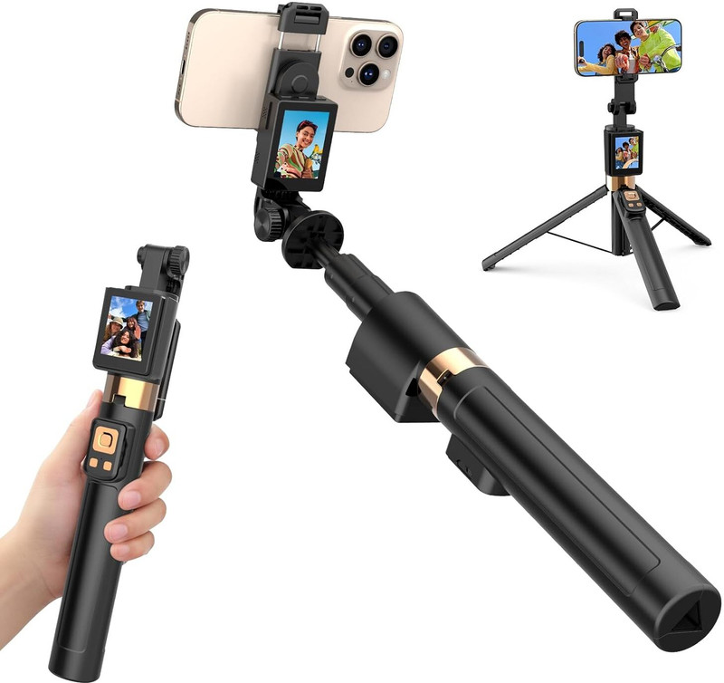 Youthvilla Extendable Selfie Stick Tripod for Phone with Projection Screen Remote Shutter Bluetooth Selfie Stick(CL 07, Remote Included)
