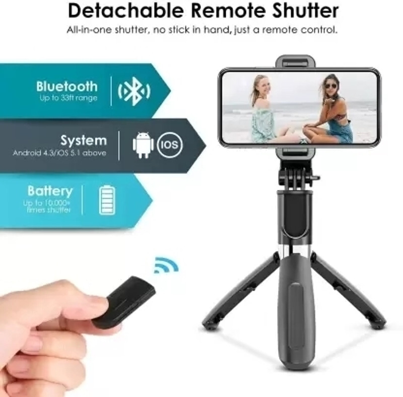 Infinite Digital TOP Selling High Quality tripod selfie stick , bluetooth extendable selfie stick Tripod(BLACK,WHITE,PINK, Supports Up to 500 g)