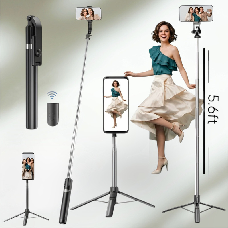 HouseOfCommon YouTube Selfie Stick Long Extendable Tripod Stand Bluetooth Remote_G2 Bluetooth Selfie Stick(Black, Remote Included)
