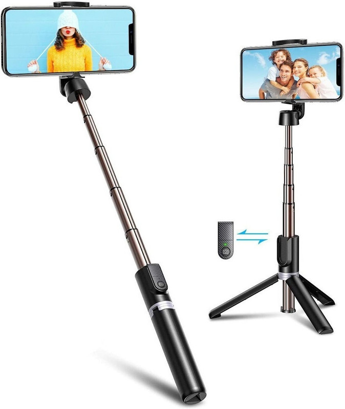NKL Perfect Selfie Stick Extendable with Bluetooth Remote, Lightweight_36 Bluetooth Selfie Stick(Black, Remote Included)