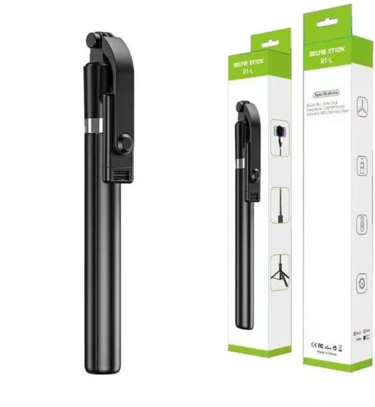 Riilook R1L Selfie Sticks with Wireless Remote 3-in-1 Multifunctional Bluetooth Selfie Stick(Black, Remote Included)