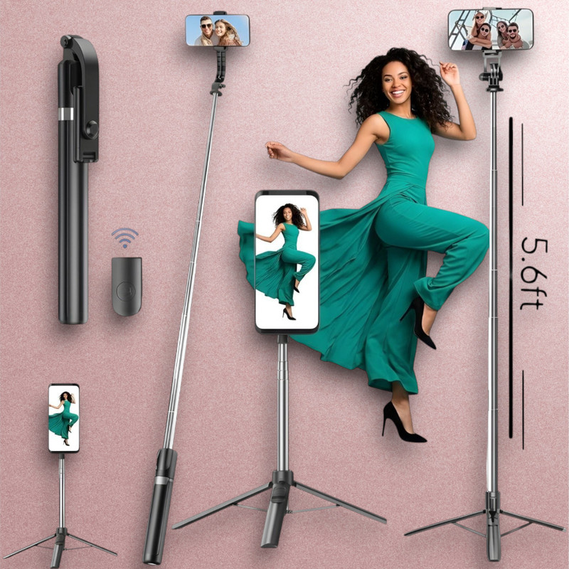 CABTRONICS Selfie Stick with Tripod Stand & Bluetooth Remote, LED Light Bluetooth Selfie Stick(Black, Remote Included)
