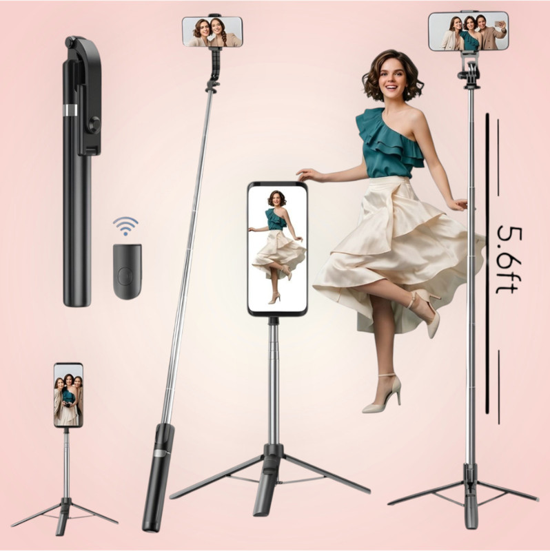 AIZINA Facebook Selfie Stick 170cm Long Tripod Stand & Wireless Remote_ZD Bluetooth Selfie Stick(Black, Remote Included)