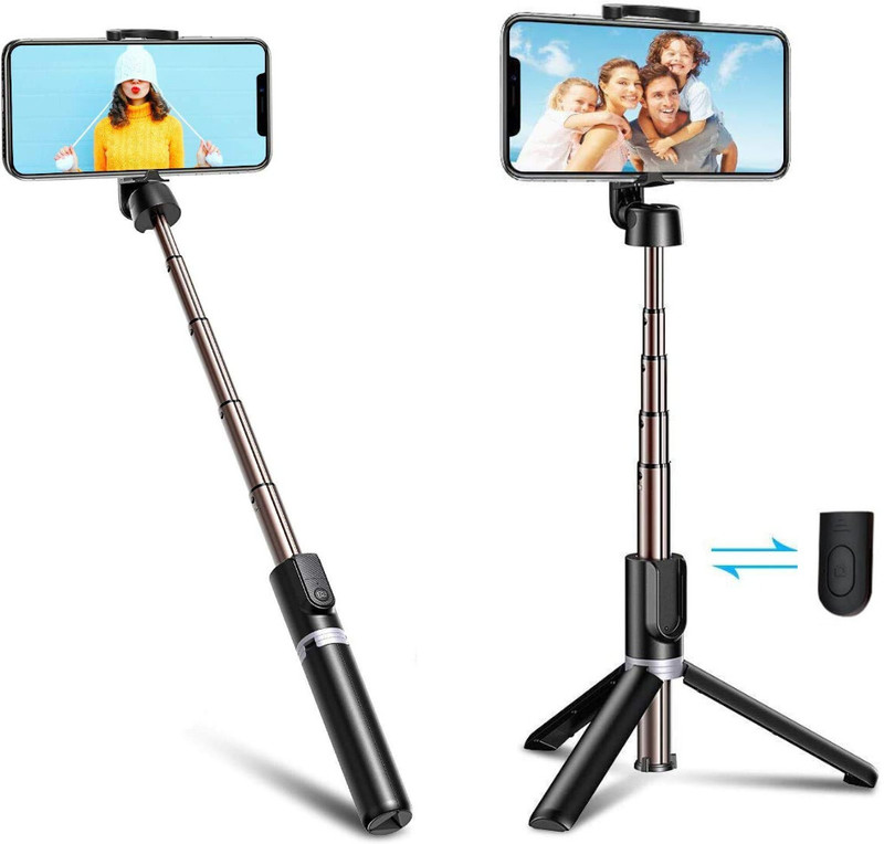 MAK Bluetooth Selfie Stick(6 Feet Length, 3-in-1 Selfie Stick, Black, Remote Included)