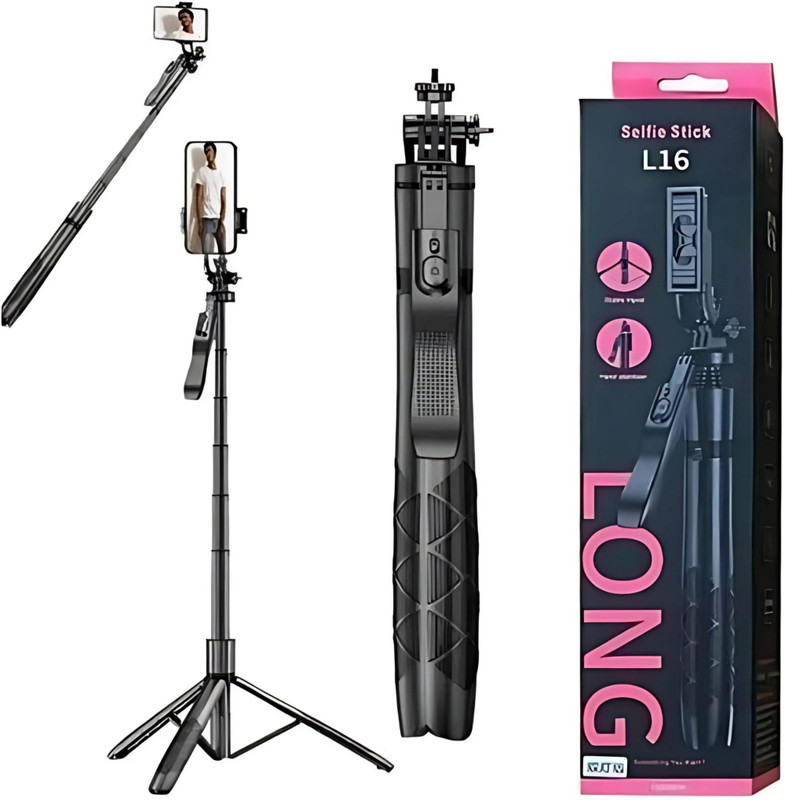 FITRIC L16 Professional 61 Inch Extendable Selfie Stick with Tripod for Mobile & Camera | Premium Aluminum Alloy 3-in-1 Selfie Stick, Tripod & Monopod | 360° Panoramic Rotation, 270° Adjustable Tilt | Stable Umbrella Tripod Base with Non-Slip Rubber Feet | Bluetooth Wireless Remote | Universal 1/4 I