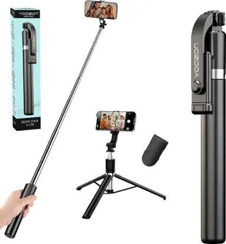 BUFONA Yoozon Selfie Stick 170 Cm Tripod Bluetooth Selfie Stick(67 inch Black, Remote Included)