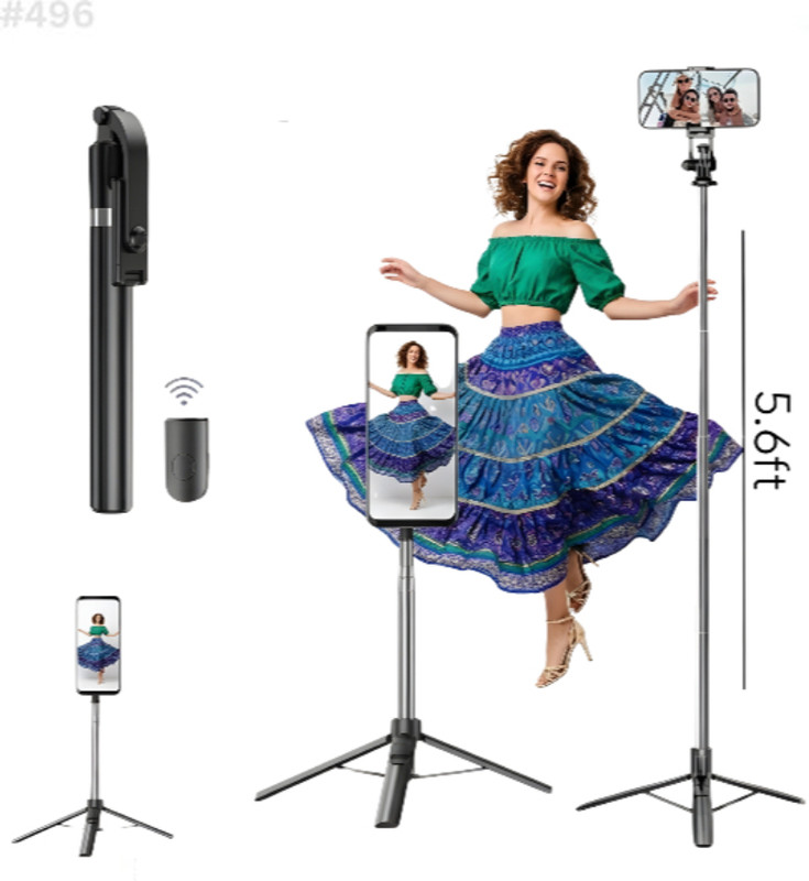 AIZINA Multi-Use Selfie Stick 170cm Stable Tripod Wireless Remote for Videos_S3 Bluetooth Selfie Stick(Black, Remote Included)