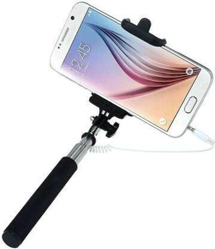 Gadget Zone Selfie Stick, Extendable Selfie Stick with Portable, Lightweight, Compatible with All Smartphone and Mobile Cable Selfie Stick(Black, Remote Included)