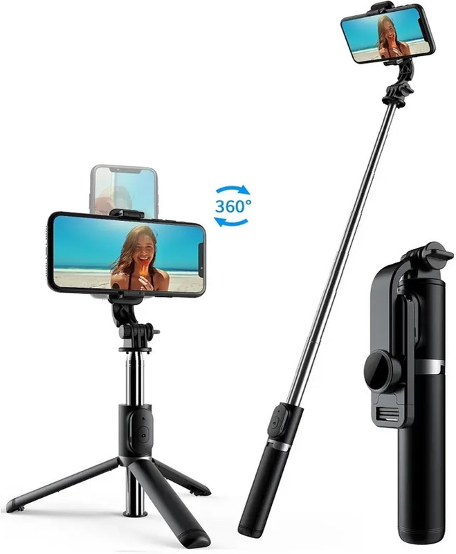 MOBONE R1 Bluetooth Extendable Selfie Stick with Tripod | Wireless Remote Button Bluetooth Selfie Stick(Black, Remote Included)