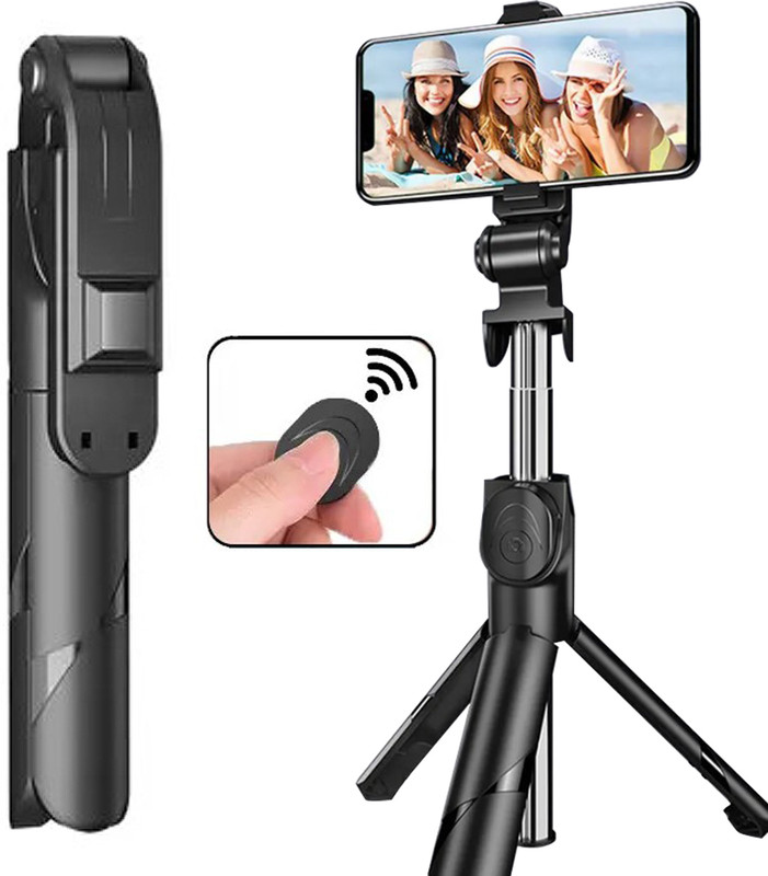 MOOZMOB Mobile Phone Selfie Stick with Bluetooth Remote for Smartphones and Mobiles Bluetooth Selfie Stick(Black, Remote Included)
