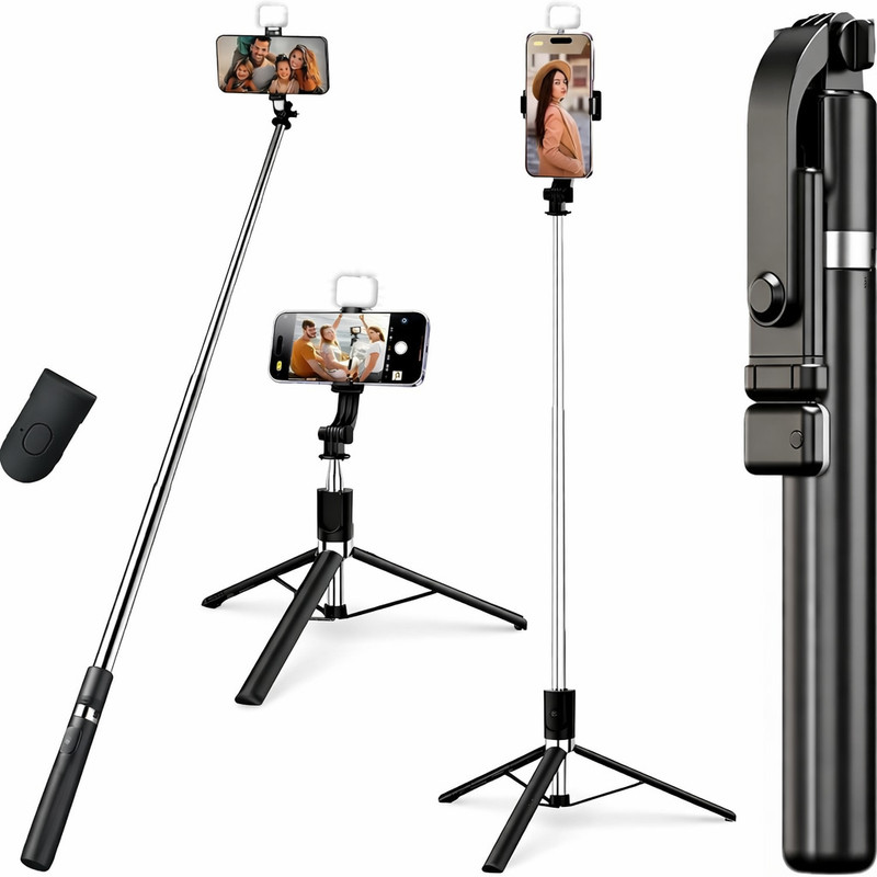 NextFusion 3in1 Selfie Stick with Tripod Stand & Remote | Extendable 360° Rotatable Bluetooth Selfie Stick(Multicolor, Remote Included)