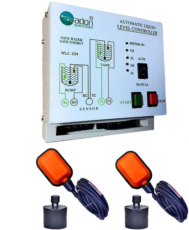 AdonElectronics Automatic Water Level Controller With Float Sensor & Alarm Features (Mono,1Ph) Wired Sensor Security System