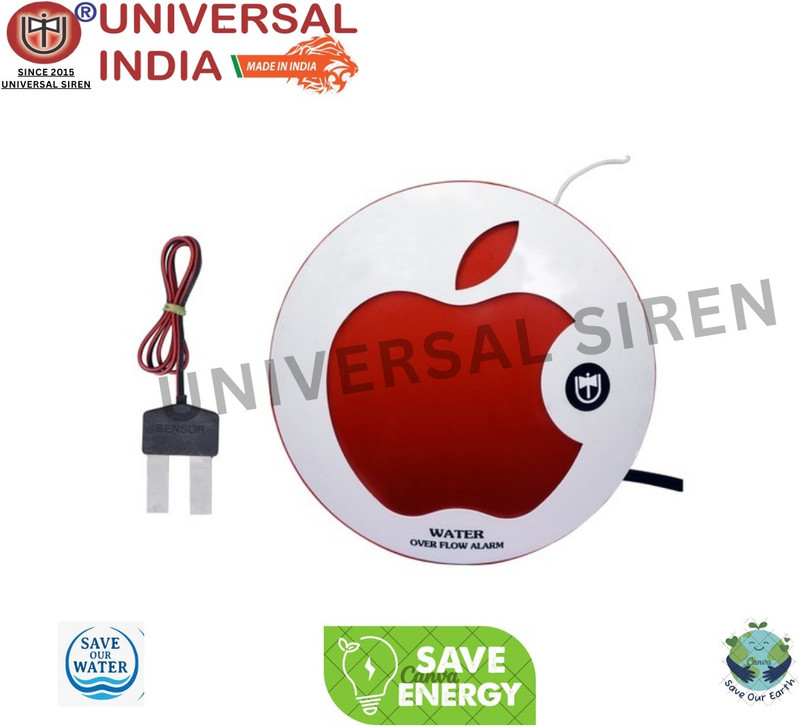 UNIVERSAL SIREN Eco-Friendly Water Overflow Siren – Shock Proof Human Voice Alert Wired Sensor Security System