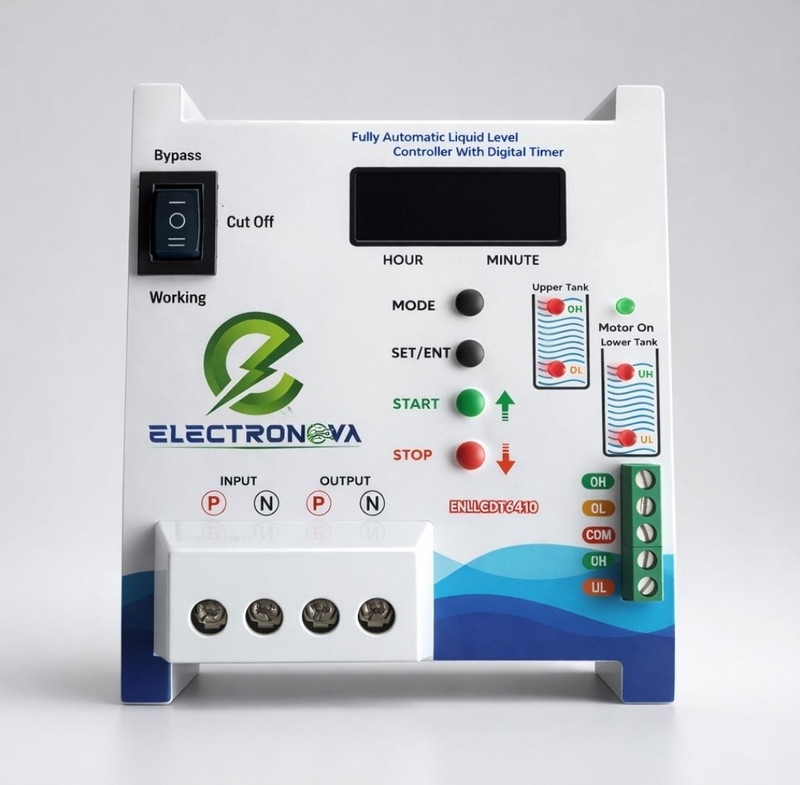 Electronova ENLLCDT6410 Fully Automatic Water Level Controller with Digital Timer Wired Sensor Security System