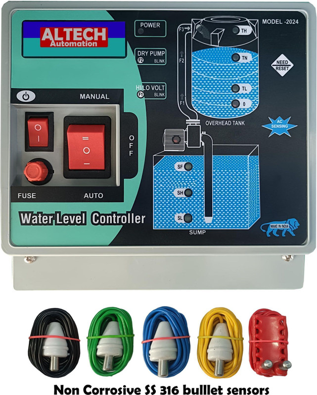 ALTECH FULLY AUTOMATIC WATER LEVEL CONTROLLER WITH ADVANCED DRY RUN PROTECTION Wired Sensor Security System