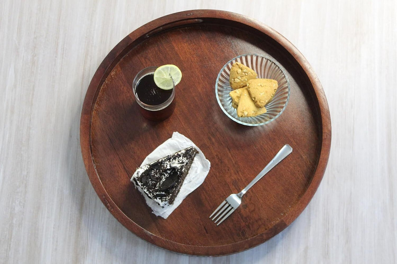 krimadh Wooden Serving Tray for Tea Coffee Snacks, Handled Rectangular Design Tray Serving Set(Pack of 2)