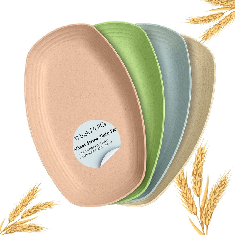 TURBID OVALTRAY 35 MM 4 COLOR RANDOM ONE PCS 140 GRAM 290MM*178MM Tray Serving Set(Pack of 4)