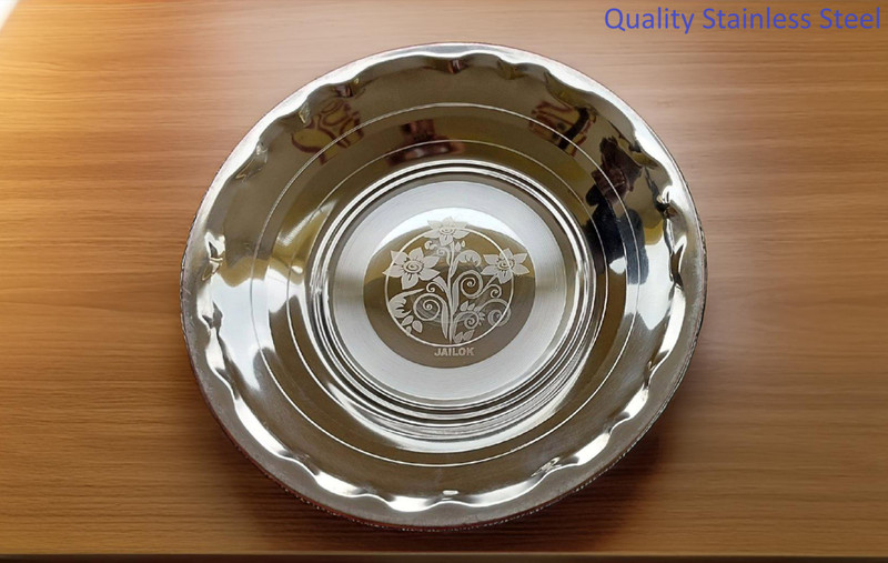 Jailok Steel Stainless Steel Three Medium Size Dinner Plate Serving Set(Pack of 3)