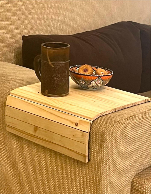 dp tools Modern Multi-Purpose Solid Wooden Sofa Armmat Table Tray PO1, Sofa Armrest Tray Tray Serving Set(Pack of 1)