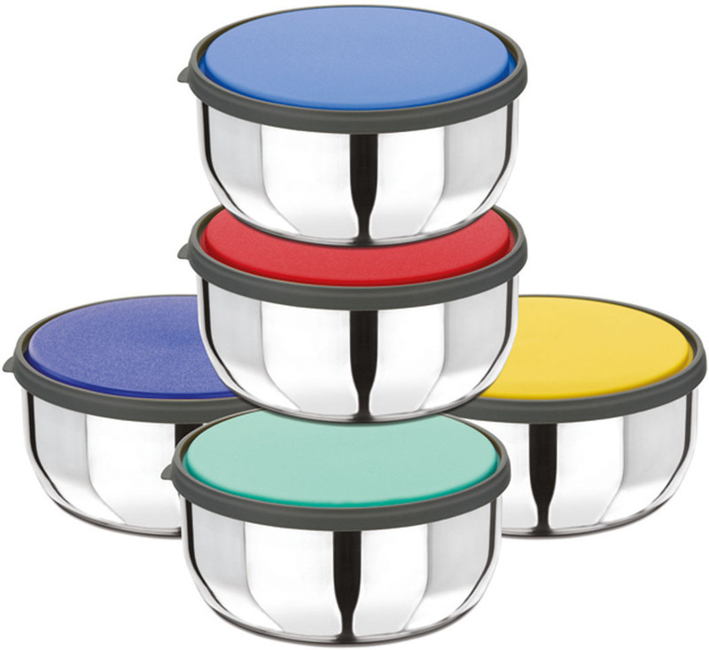 micro chef Classic Stainless Steel Mixing Bowls with Lids & Serving Ware 5 pc Set Bowl Serving Set(Pack of 5)