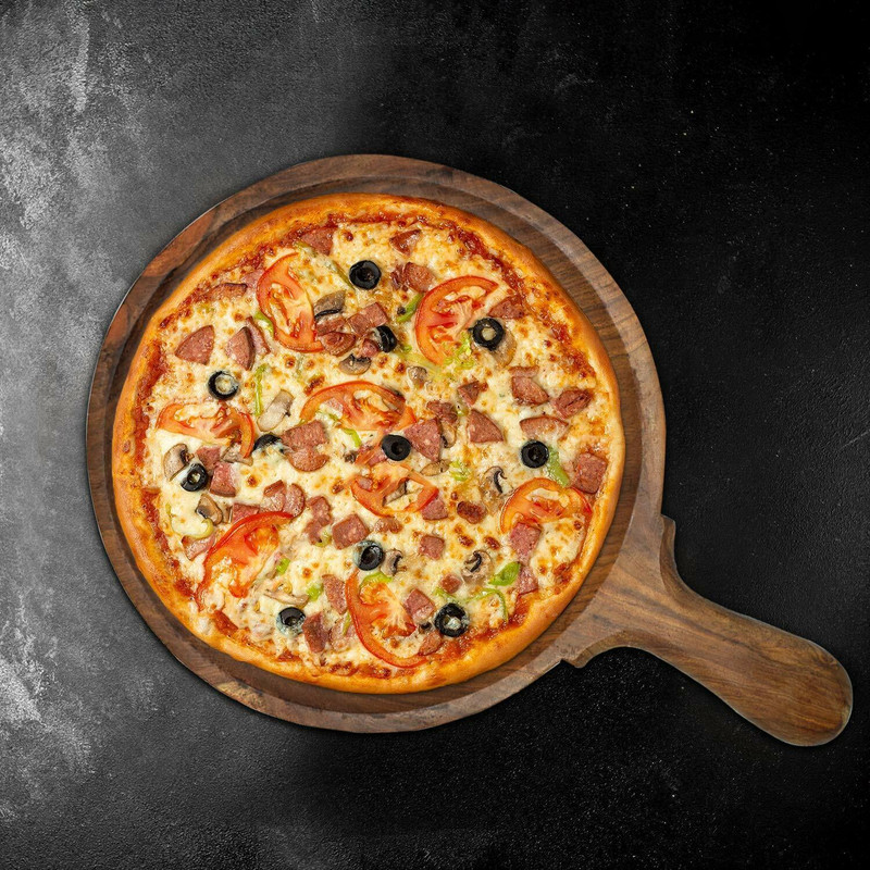 iqrahandicrafts Forever Worthy Wooden 8 Inch Racket Round Pizza Plate with Handle Plate Serving Set(Pack of 1)
