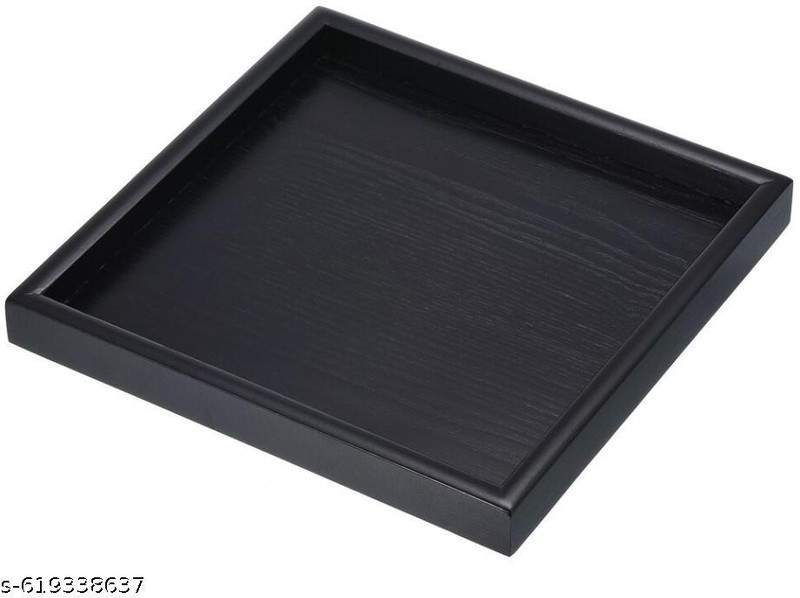 HRB Handicrafts HRB Handicrafts Square Black Wooden Serving Tray for Kitchen & Dining Tray Serving Set(Pack of 1)