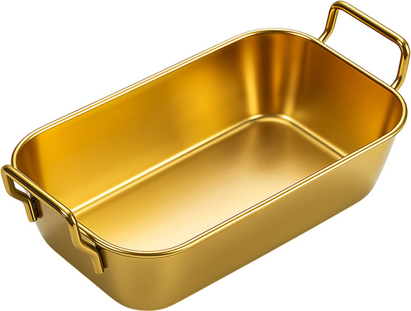 Gyanadh Premium Golden Stainless Steel Serving Tray with Handles for Snacks Home Use Tray, Chip & Dip Tray Serving Set(Pack of 1)